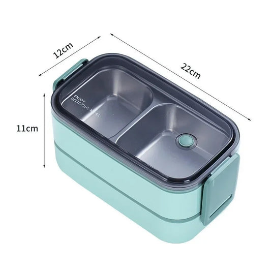 Stainless Steel Microwavable Bento Box - Sky Blue - 2 Layers