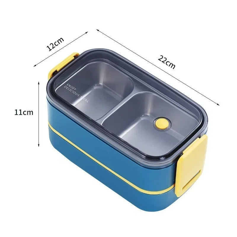 Stainless Steel Microwavable Bento Box - Blue - 2 Layers